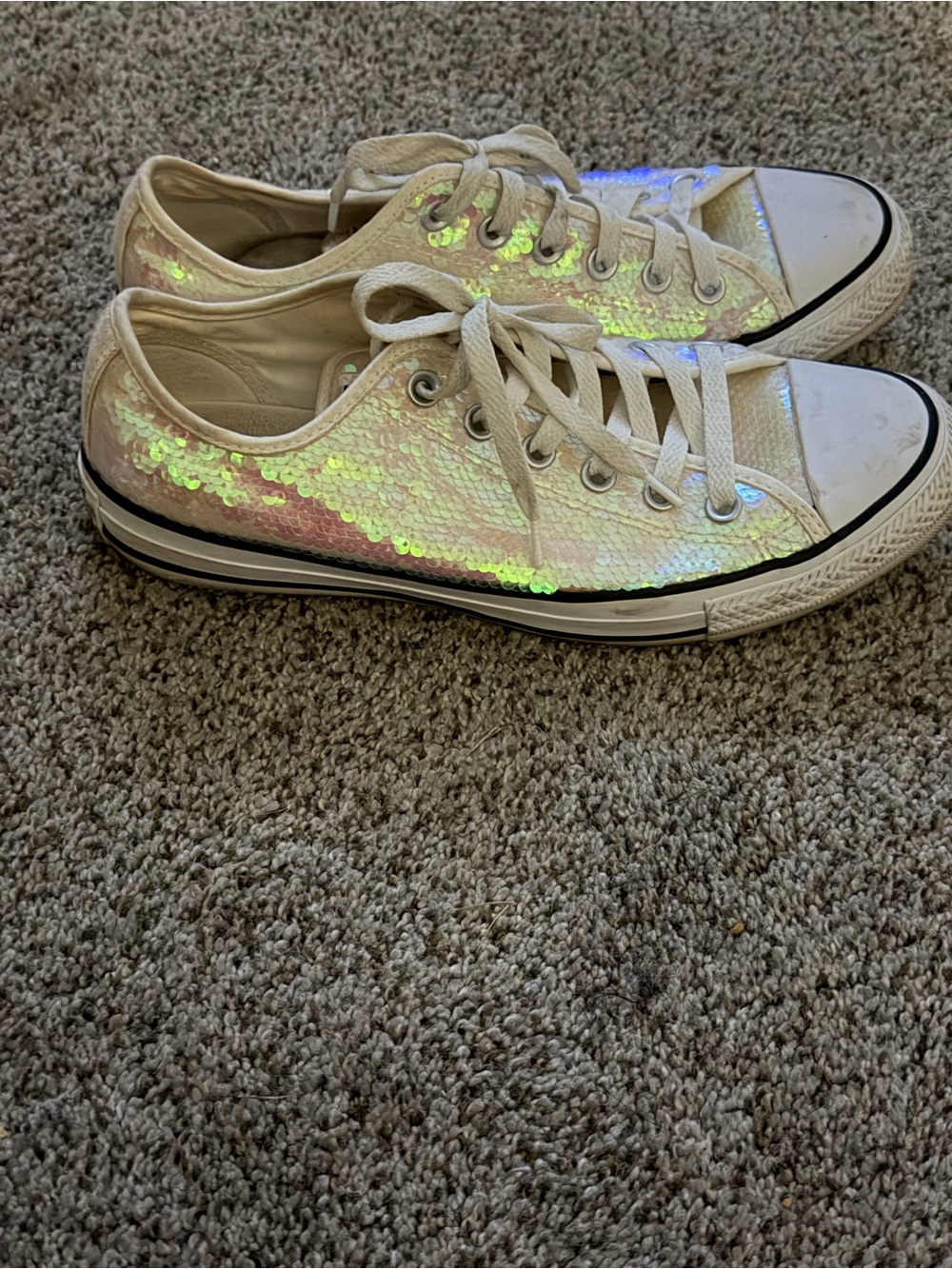 Converse Iridescent Sequin Low-Top Sneakers - White/Pearl